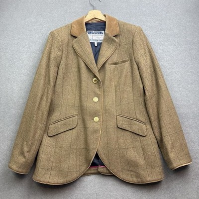 JOULES Tweed Sakko UK 16 WOLLE Parade Blazer Hacking Chack kariert Country Races