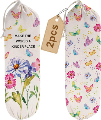 2PCS Butterfly Plastic Bag Holder for Kitchen Essentials, Reusable Hanging Groce