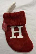Wondershop Knit Mini Christmas Stocking Red 7” Initial “H” NWT