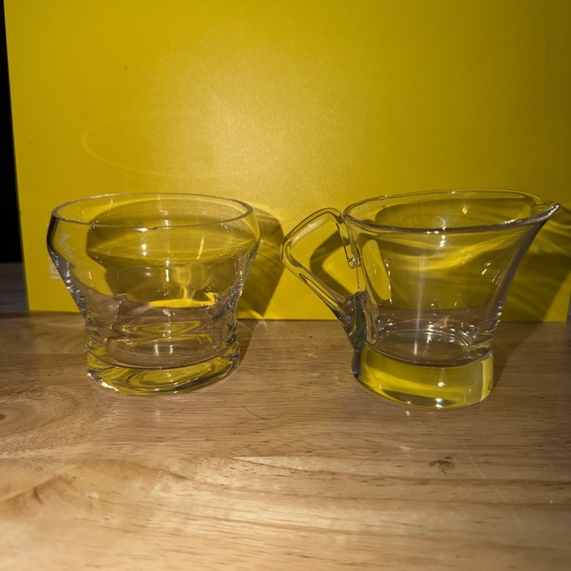 Vintage Glass Creamer and Sugar Bowl Set