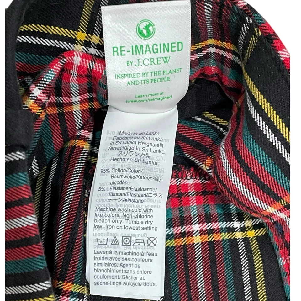 Pantalón J CREW Winnie 16 Tartán Recortado Recto Stewart Cuadros Preppy Negro Rojo Punk Foto 4 de 4