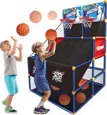 Arcade Basketball Game Set 2 in 1 Dual Shot with 6 Balls and 2 Hoops for Kids 3