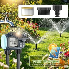 Solar Sprinkler Timer,2 Zone Brass Inlet Wate...