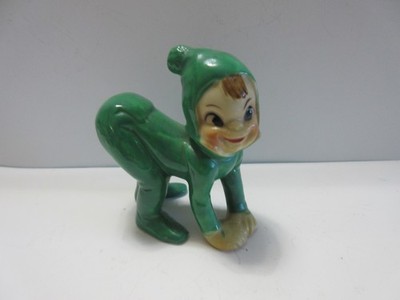 Vintage Pixie Elf Sprite Crouching or Crawling Ceramic Figurine ~ JAPAN