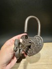 Ok Antique Victorian Style Cast Iron Heart Bridge Padlock Lock & Key — photo 3