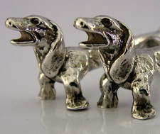 NOVELTY STERLING SILVER DACHSHUND DOG CUTLERY RESTS 1972 ANIMALS ENGLISH 70g