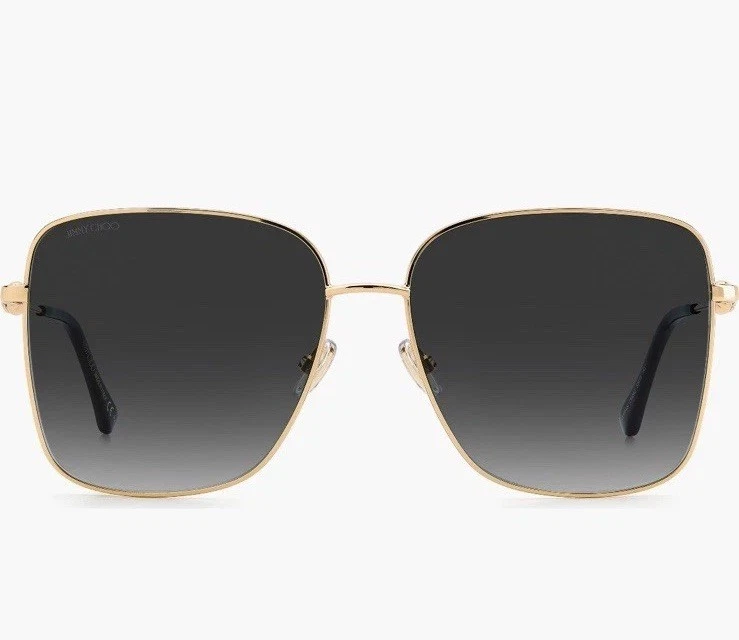 NEW Jimmy Choo 59mm Hesters Gradient Square Oversized Sunglasses In Black/Gold - Image 4 of 4