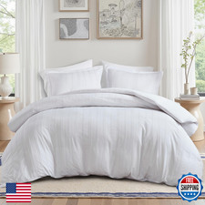 Madison Park Essentials Striped Duvet Cover Set Cal King Modern Minimalist