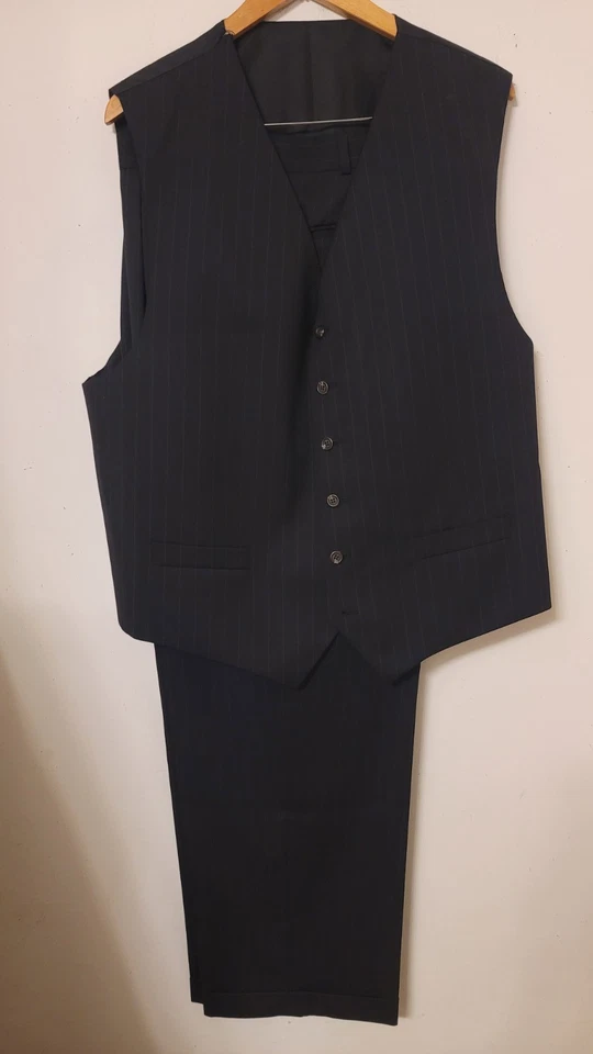 Ralph Lauren 3 изделия костюм мужской 48R синий в полоску шерсти куртка брюки 44 x 30 * недостаток - Изображение 3 из 4