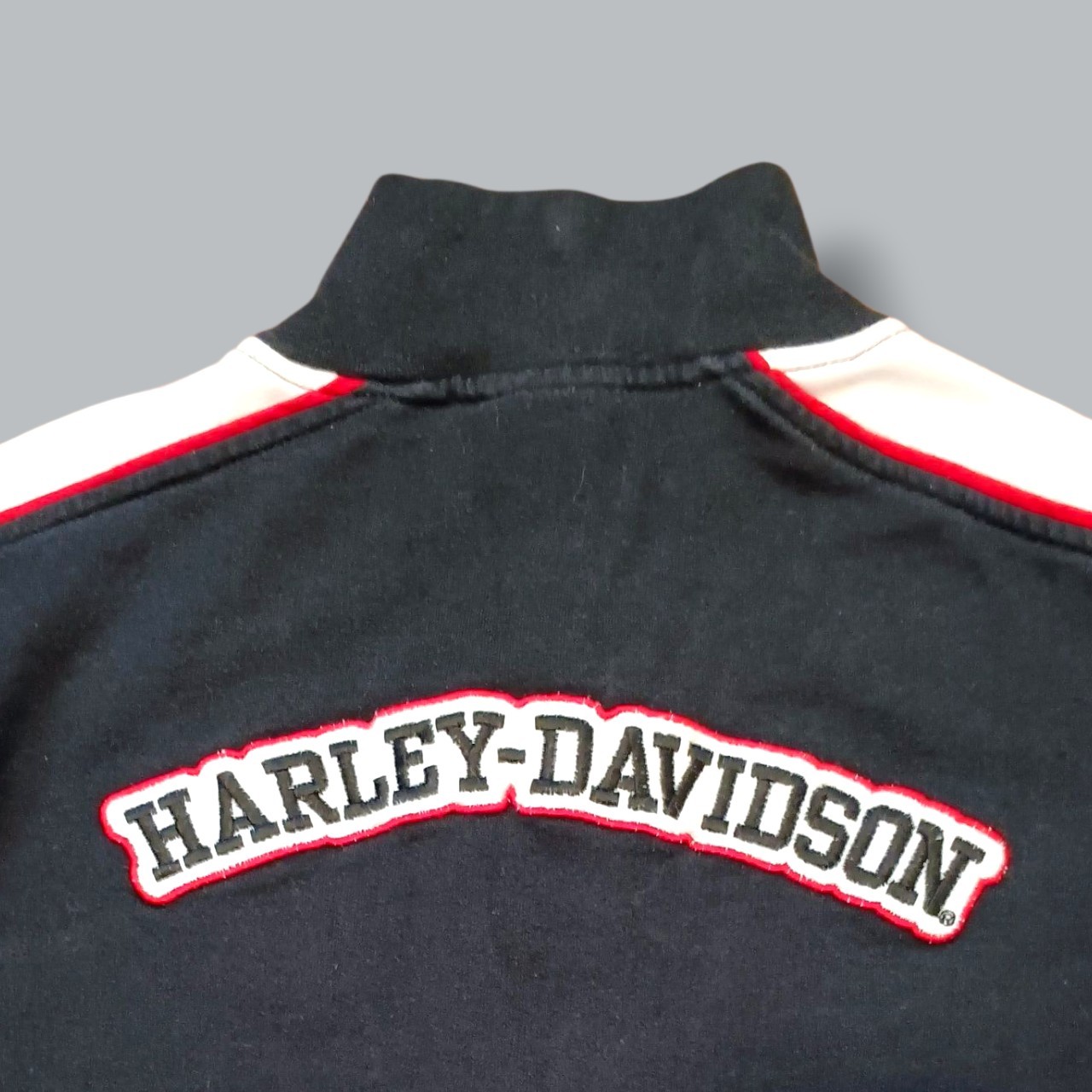 Retro Harley Davidson Black Front Zip Jacket Flor… - image 6