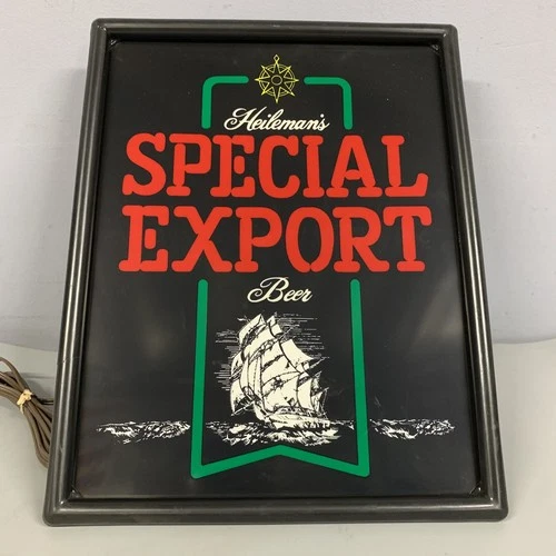 Vintage 1980s Heileman's OLD STYLE Lighted Beer Sign Black Box Bar Advertising