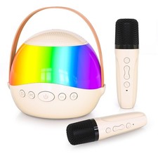 Mini Bluetooth Speaker with 2 Wireless Microphones for Girls Boys Family Party