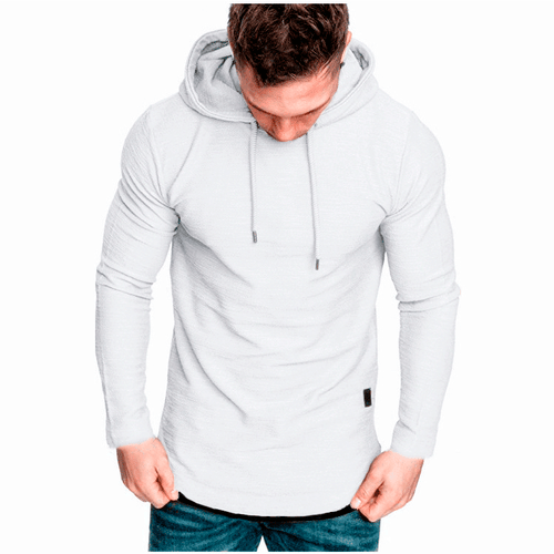 Mens Muscle Hoodie Slim Fit Long Sleeve T-shirts Sports Gym Hooded Pullover Tops - Picture 9 of 17