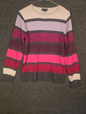 The Limited Long Sleeve Light Weight Striped Sweater Size L Acrylic & Wool