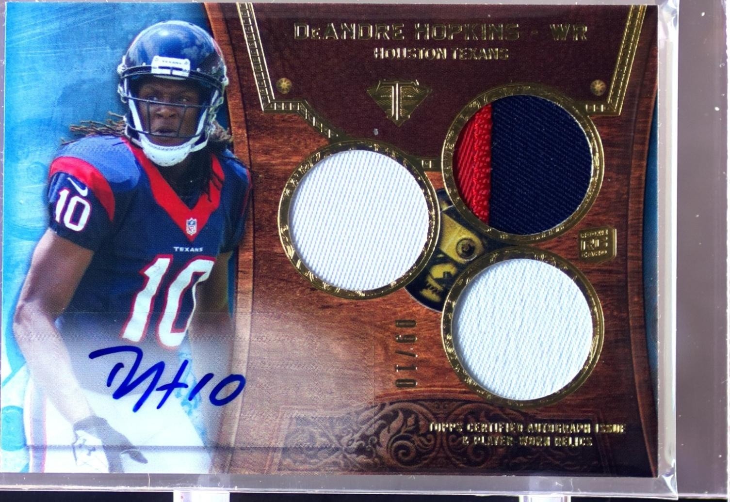 DeAndre Hopkins Topps Triple Threads #118 Autograph Jersey-Sapphire Patch