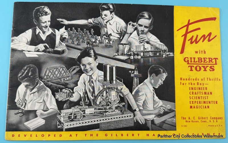 Original 1939 Gilbert Toys Catalog New Haven Erector Sets Engineer Magician +