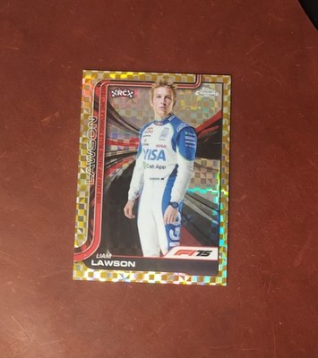 2025 F1 Topps Chrome Liam Lawson #11 Portrait Gold Checker /50 RC SP V-Carb Visa