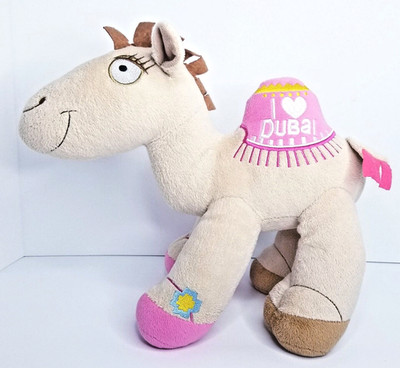 I Love Dubai Camel Plush Souvenir Pink Hump 12'' Stuffed Embroidered Eyes