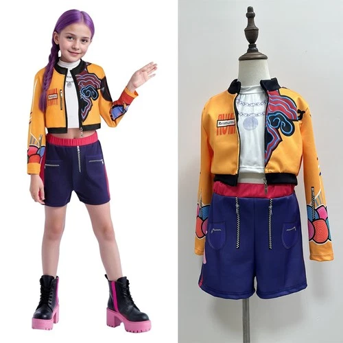 Kid Girls KPop Demon Hunters Rumi Costume SwordToy Mira Zoey Cosplay Fancy Dress - Picture 26 of 35