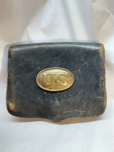 Original Civil War U.S. Army Leather Cartridge Box with Brass “US” Plate
