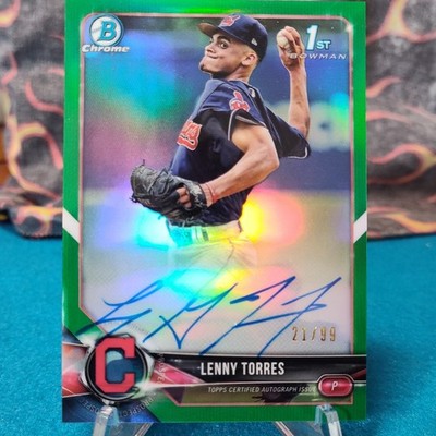 Topps 2018 Bowman Draft Green Refractor Lenny Torres Jr. #CDA-LT Guardians /99