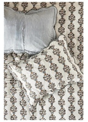 Anthropologie ILUKA SHAMS 2 King Pillow Shams Neutral Floral French Country NWT