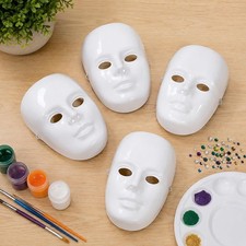 12-PC Plain White Plastic Face Mask DIY Crafts Kid Adult Halloween Costume 185