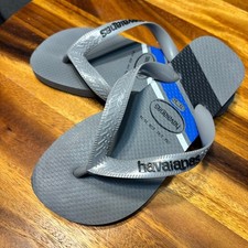 Havaianas, Grey/Blue Colorblock Flip Flop Sandals Boys - Size 3/4Y