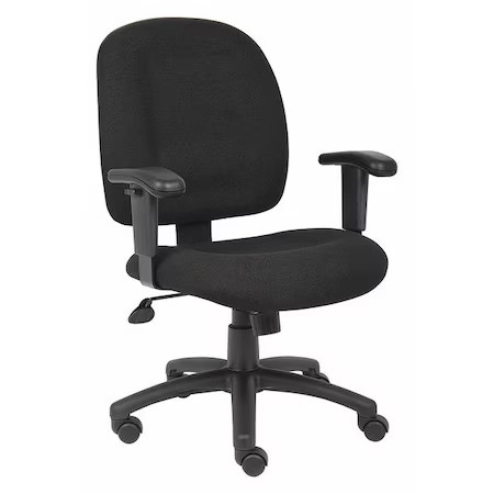 Fabric Task Chair, 20 1/2-, Adjustable, Black, 452R13