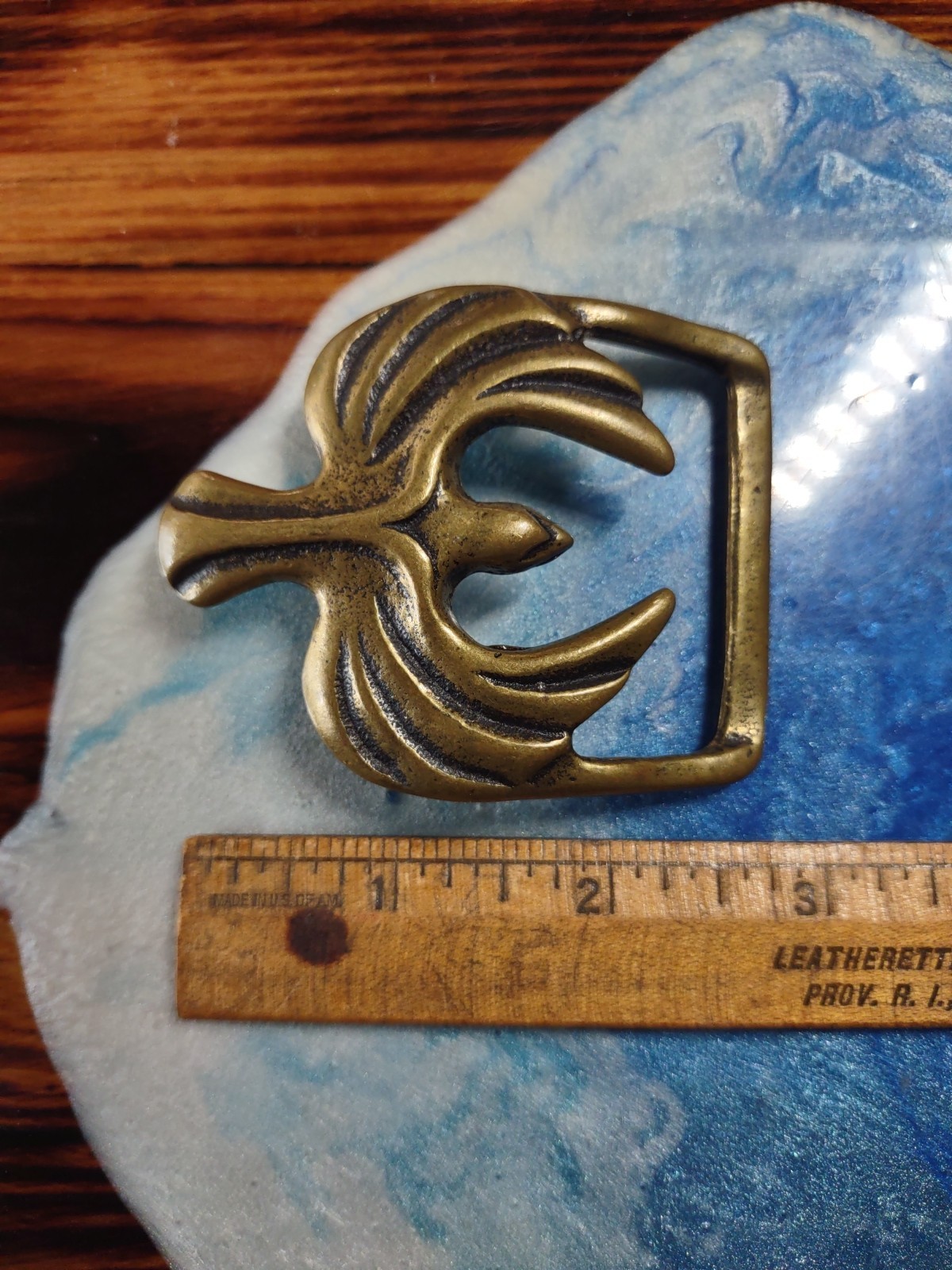 Phoenix Belt Buckle Trinity Solid Brass Eagle  70s - image 8