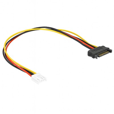 Q39 Stromkabel Adapter SATA 15pin Stecker zu Floppy 4pin Strom Buchse 18cm