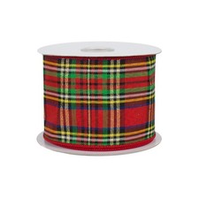 Bright Holiday Tartan Wired Ribbon - 2 1/2" x 10 Yards, Christmas Decor, Wreath