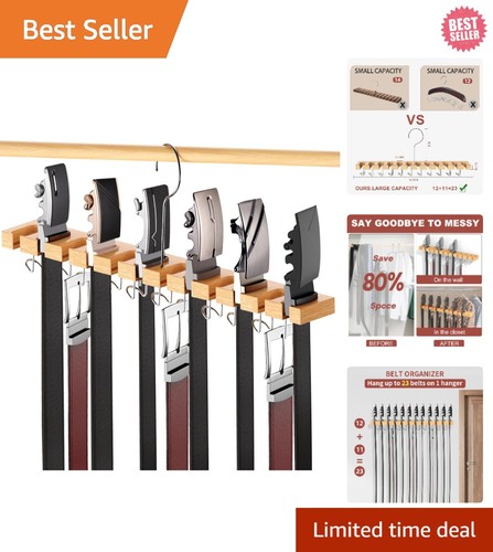 Versatile 2-in-1 Closet Organizer - 42-Belt Capacity with Solid Wood Finish