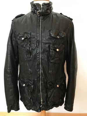 NEIL BARRETT Archive Motorbike Jacket 2008, Black Washed Leather, Gr.L