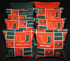 MIAMI HURRICANES 8 CORNHOLE BEAN BAG GAME BAGGO HNDMADE