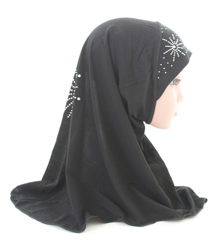 Muslim Kids Girls Hijab Scarf Islamic Children Hot Drilling Scarf Headscarf 2-6Y - Picture 19 of 132