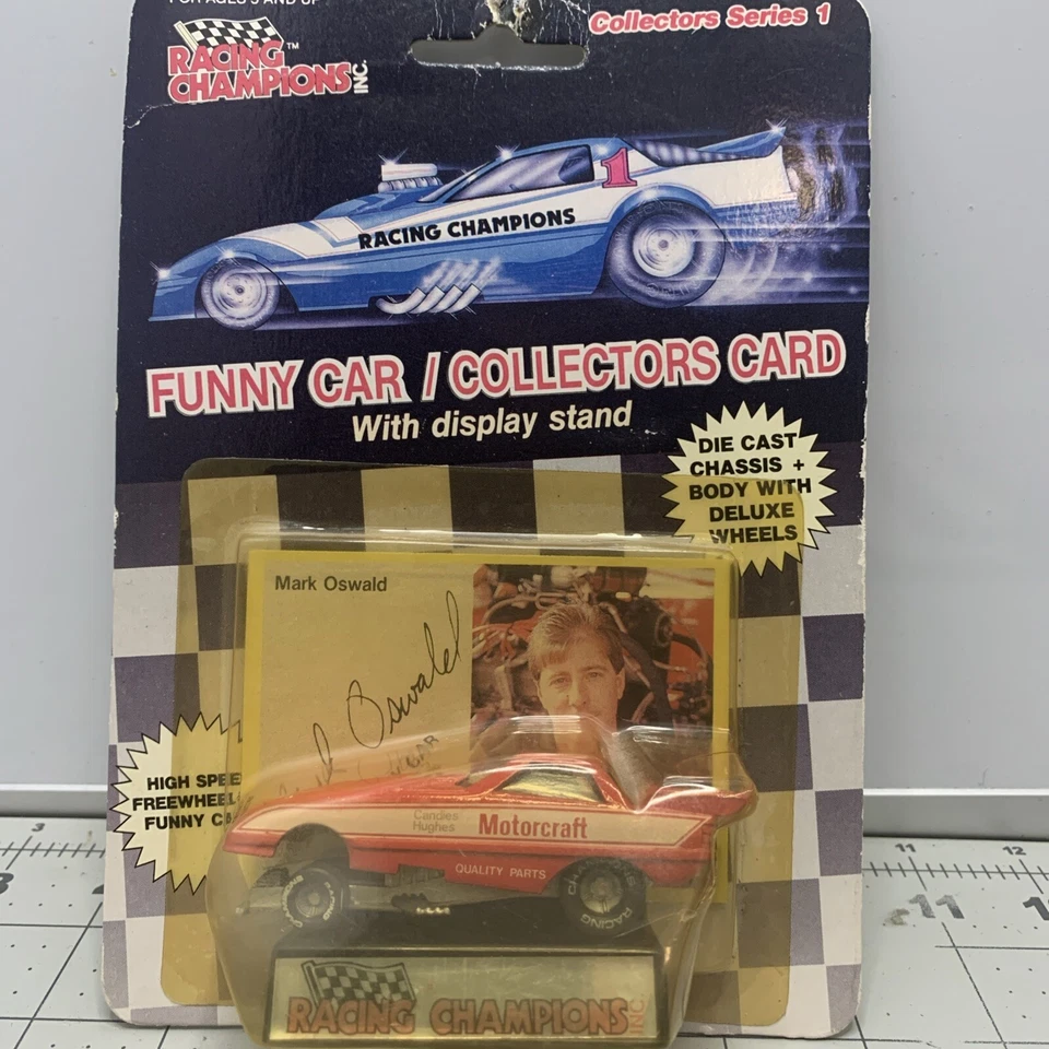 VINTAGE 1989 MARK OSWALD "MOTORCRAFT" 1/64 NHRA F/C DIE CAST FUNDO PLANO PKG - Imagem 3 de 4