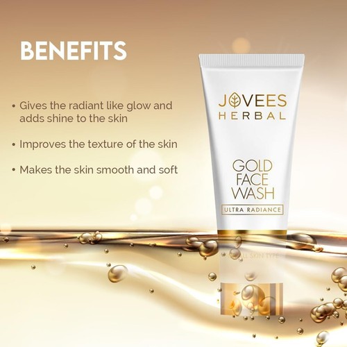 Jovees Herbal Ultra Radiance GoldFace Wash|Gives Nourished & Hydrated Skin 100ml - Picture 4 of 5