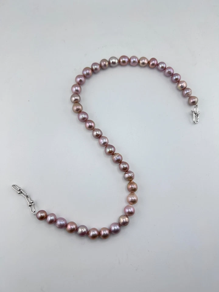 多色淡水珍珠项链经典优雅 S925 铑龙虾扣 — 第 4/4 张图片