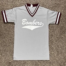 1990’s Vintage JCC Bombers Baseball Jersey Grey White Size Medium Made in USA