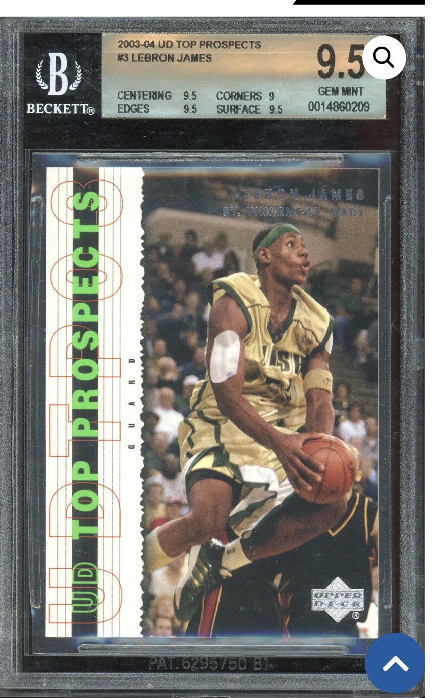 Lebron James 2003 Upper Deck Top Prospects Rookie Basketball Card #3 BGS 9.5