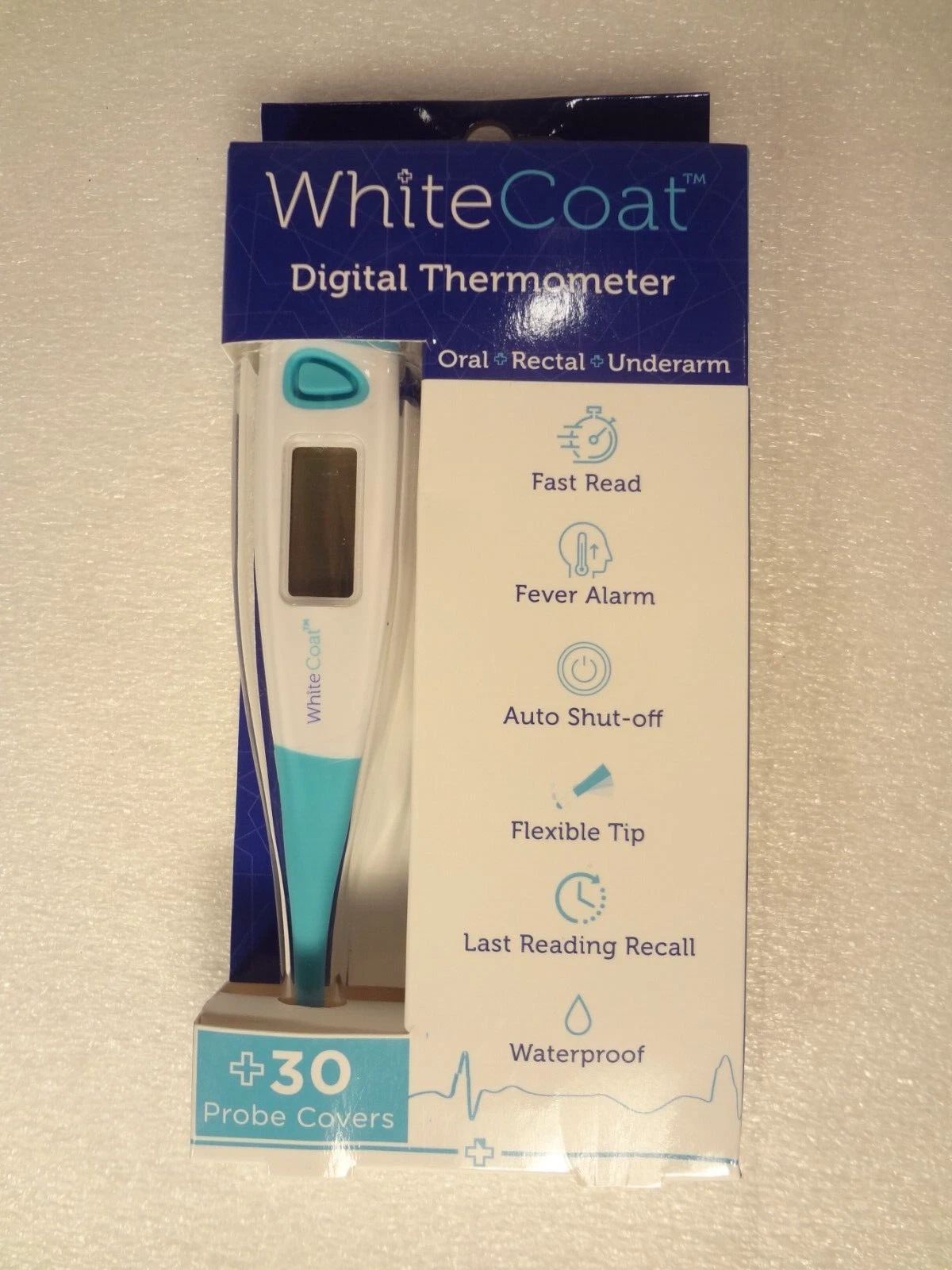 White Coat Fast Reading Digital Thermometer for Oral Rectal and Underarm Use 30