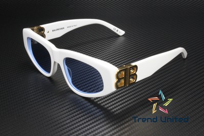 BALENCIAGA BB0095S 004 Cat Eye White Gold Light Blue 53 mm Women's Sunglasses