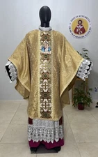 GOLD GOTHIC DAMASK VESTMENT CHASUBLE & STOLE ( Madonna And Child)