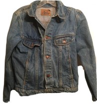 Plain Pockets Jean Jacket Men Unisex Medium Blue Denim Chest36 Western CowboyVTG