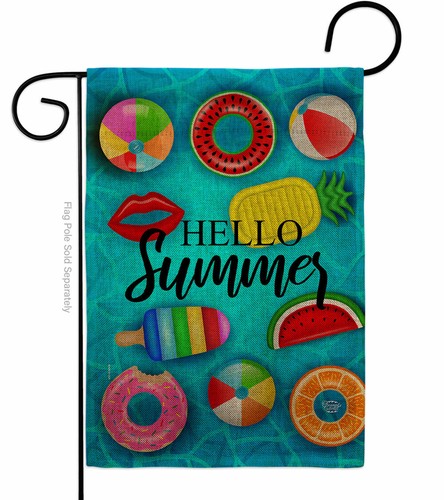 Chilling At Pool Burlap Garden Flag Coastal Beach Decorative Gift Yard Banner - Picture 2 of 19