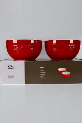 Pair of 2 Staub Ceramic 6.5'' Large Universal Bowl - Red