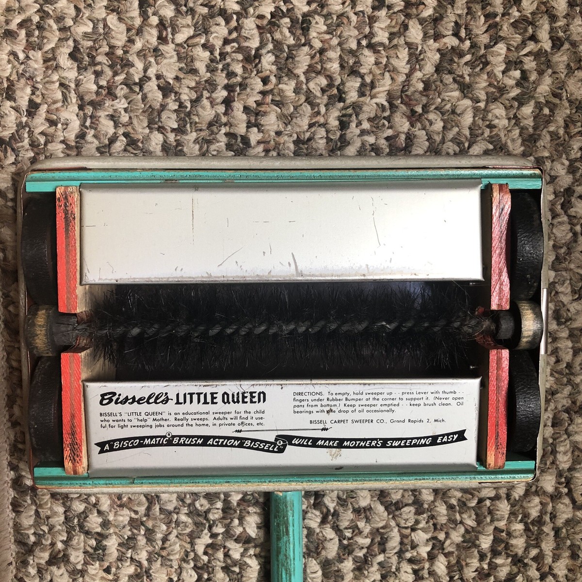 Vintage Bissell Little Queen Toy sweeper Red metal Carpet/Floor | eBay