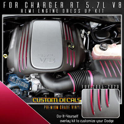 For 05-20 Charger RT V8 Hemi Engine Dress Up Kit Decal Satin Metallic  Vinyl