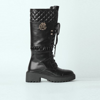 Leather Botines Negros Paris Boot Gaelle Botines Botas Militares